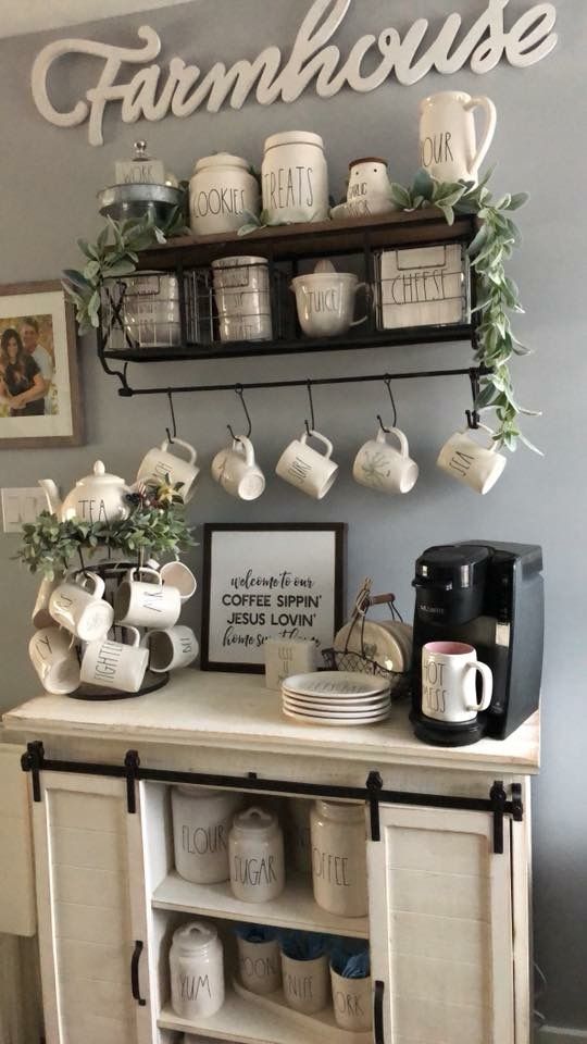 Farmhouse Style Coffee Serving Station Ideas