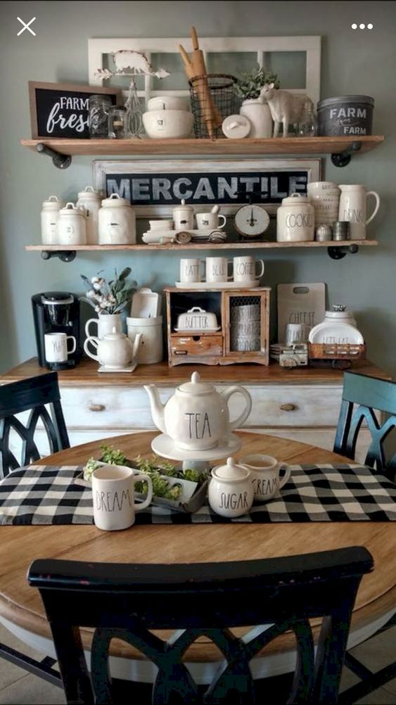 Farmhouse Style Coffee Serving Station Ideas For The Kitchen
