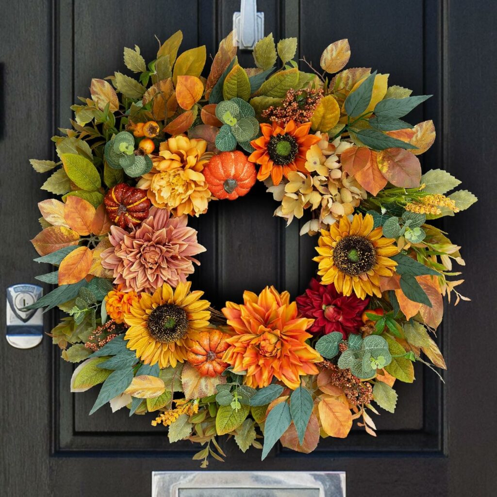 artificial fall wreaths for the front door