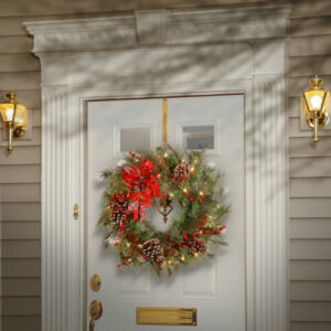 outdoor lighted artificial christmas wreaths for the front door