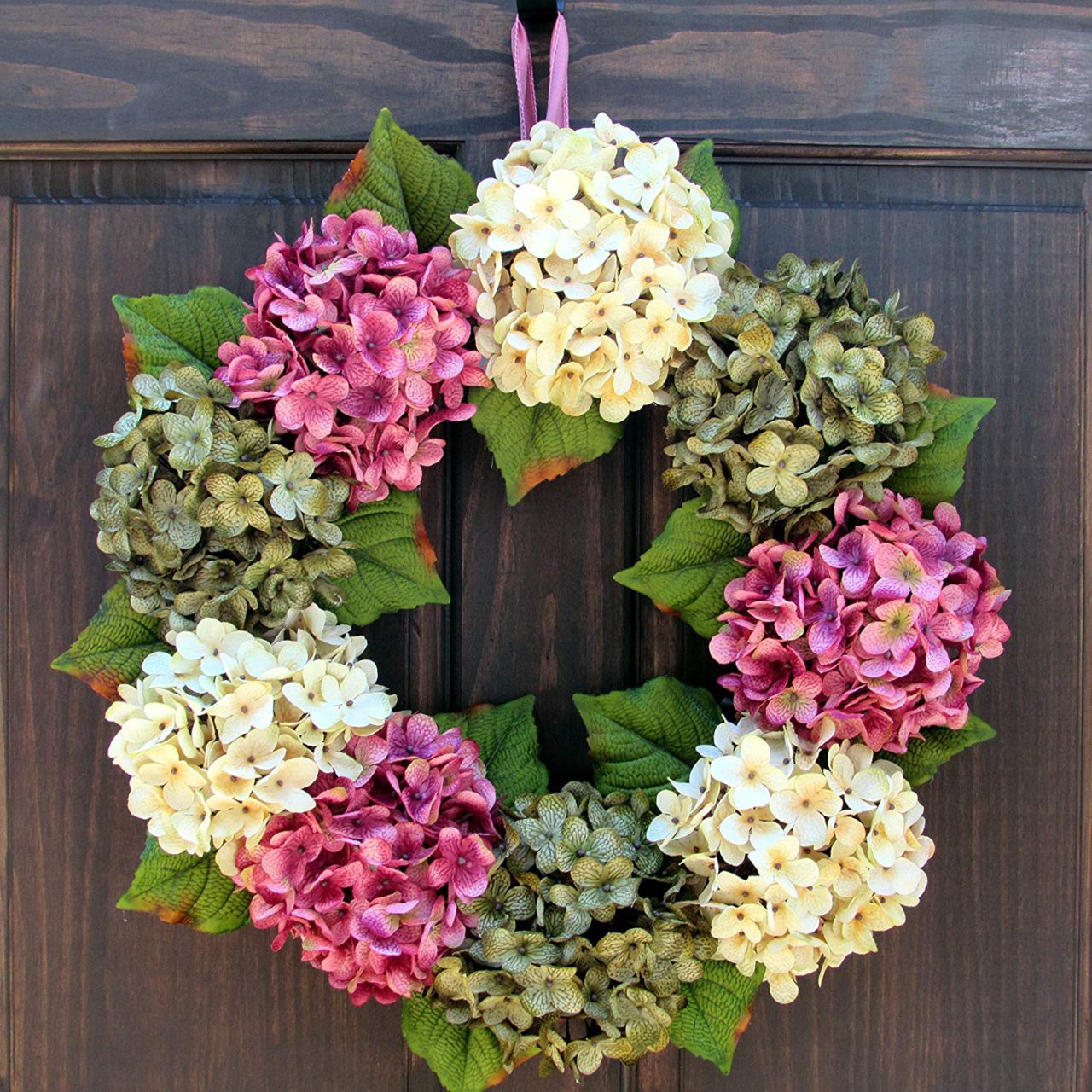 Spring-Summer-Hydrangea-Wreath-for-Front-Door-Decor-Rose-Pink-Cream-and ...