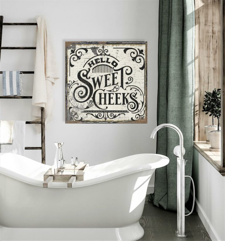 Hello Sweet Cheeks Bathroom Sign, Modern Farmhouse Wall Decor, Bathroom