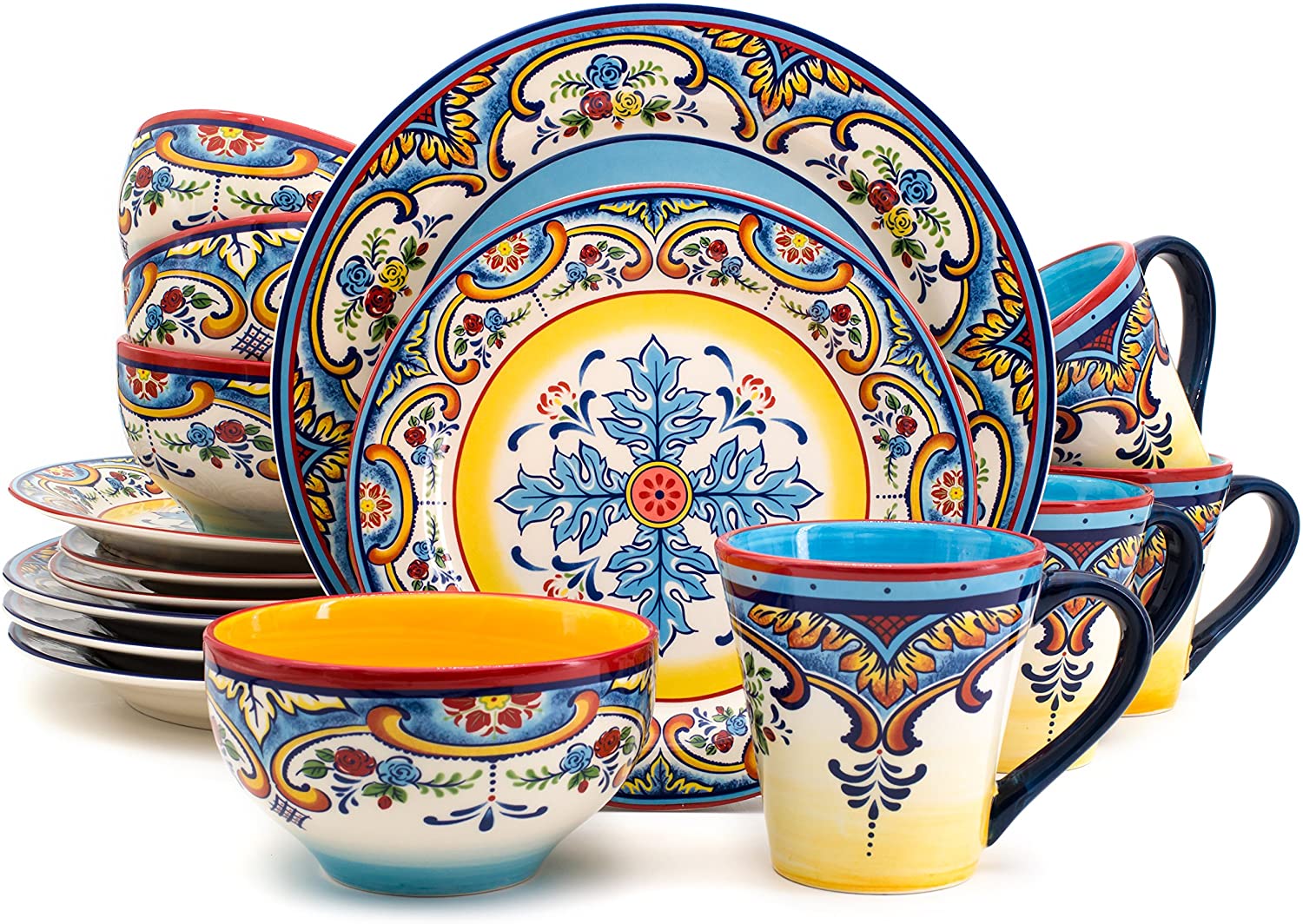 Euro Ceramica Zanzibar Collection 16 Piece Dinnerware Set Kitchen and 