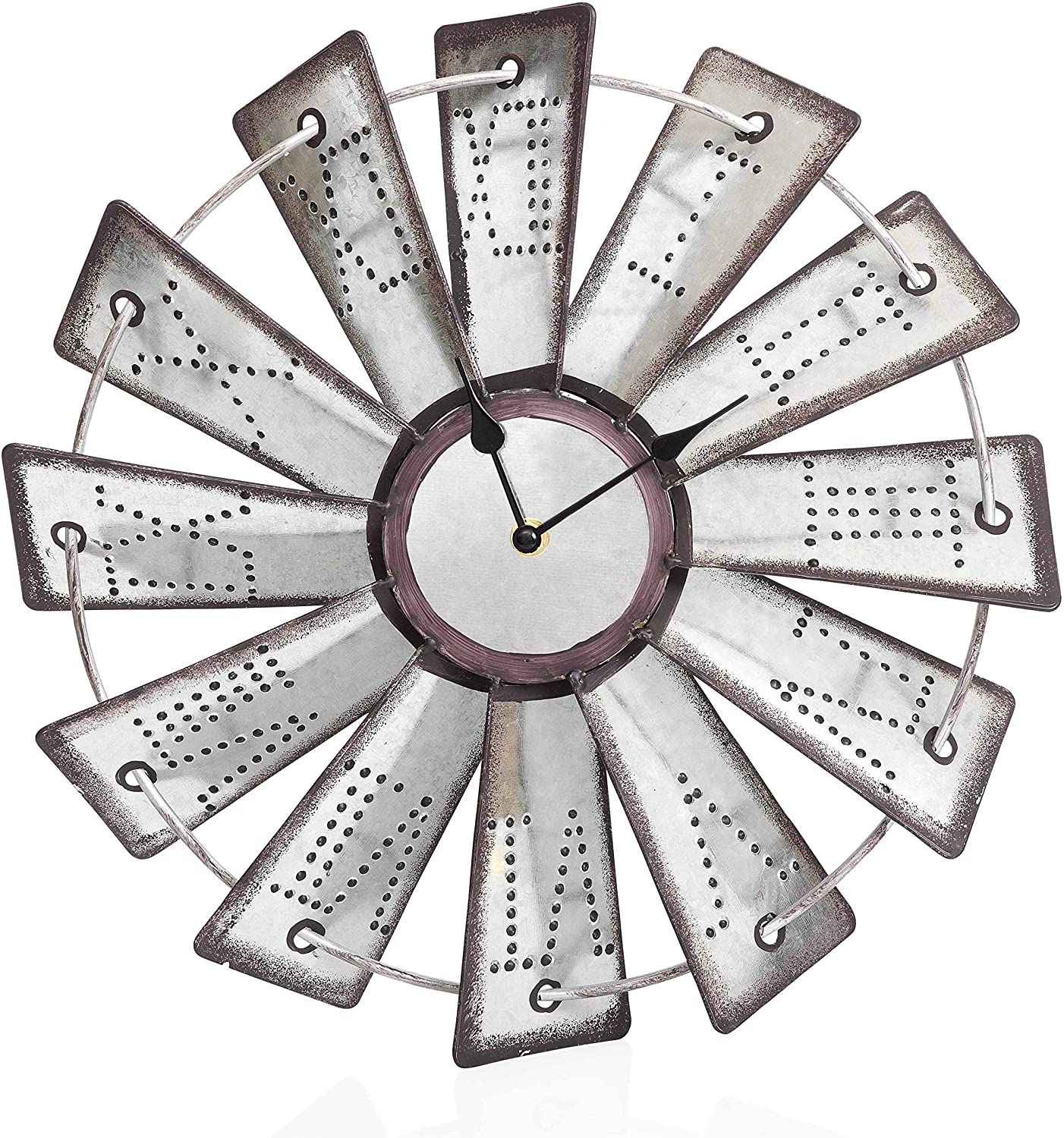 BestiRusticMetalWindmillWallClock14.5VintageCountryFarmhouse