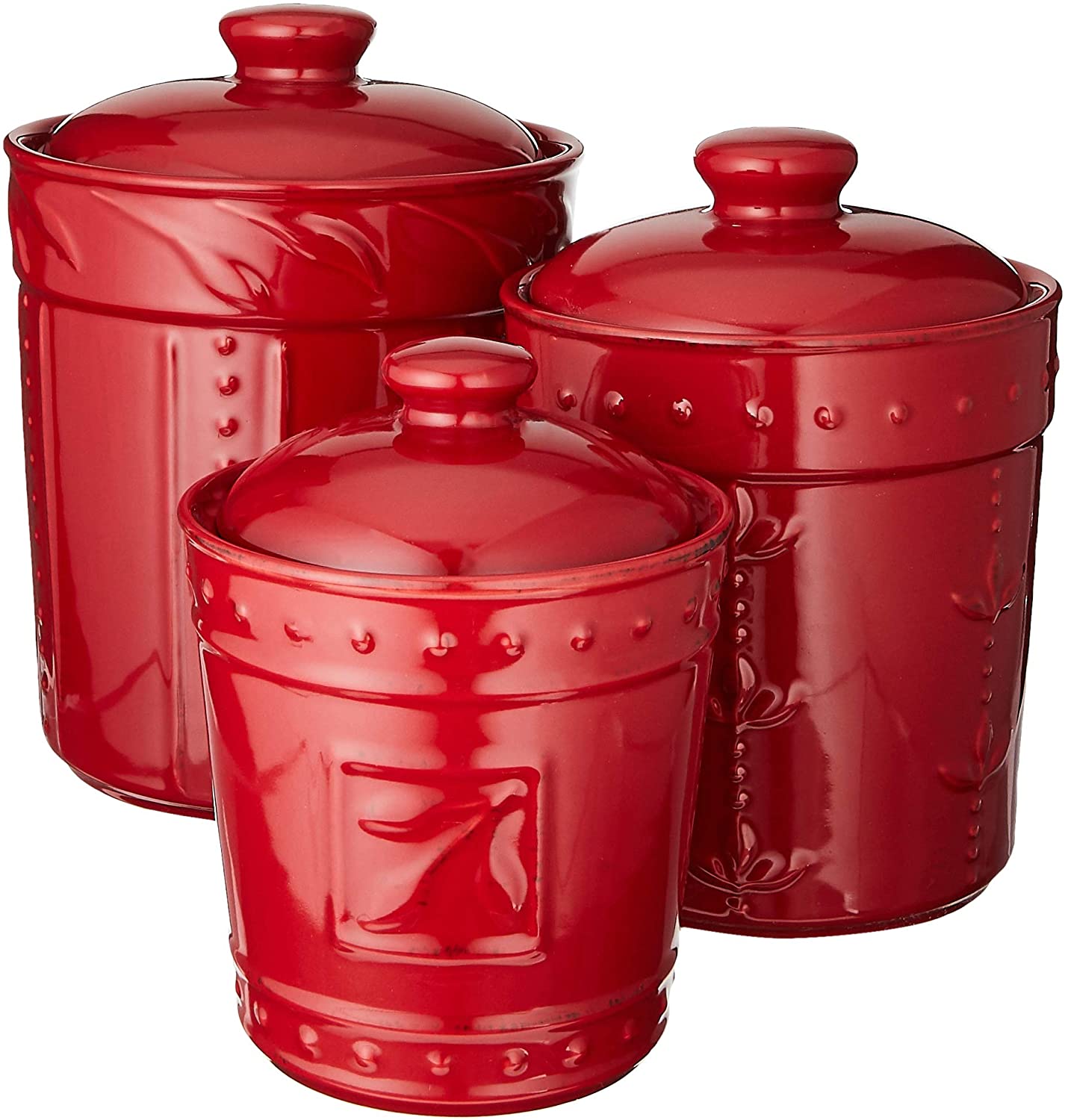 Signature Housewares Ruby Sorrento Collection Set Of Three Canisters 80 Ounce 