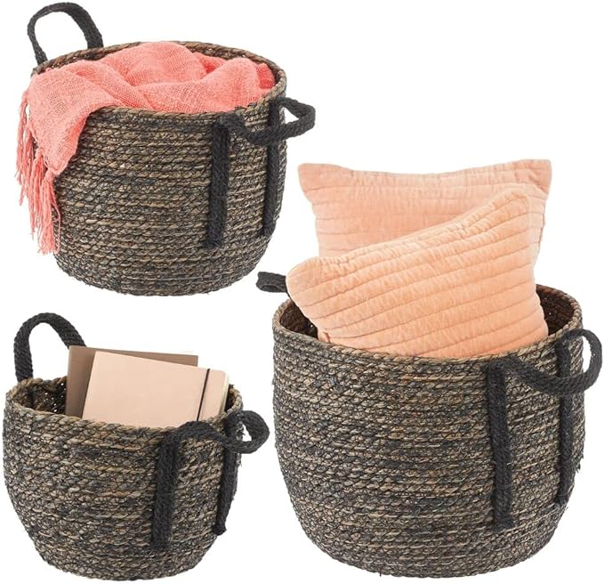 woven seagrass storage baskets