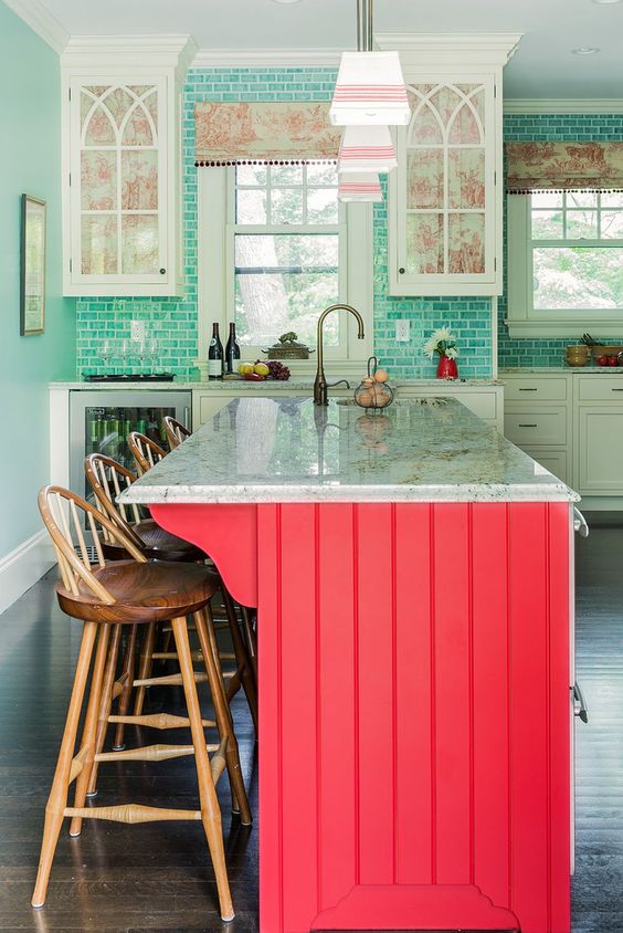 red turquoise kitchen decor