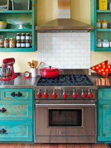 red turquoise kitchen decor