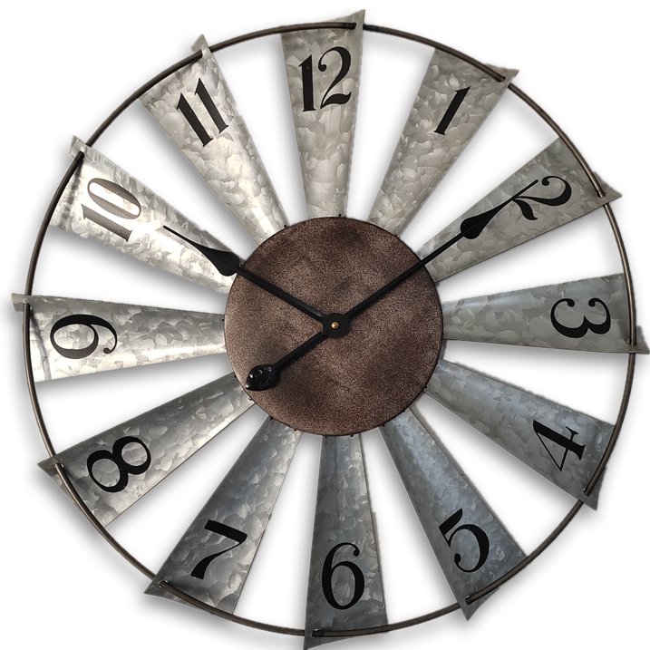 Large Metal Windmill Wall Clock