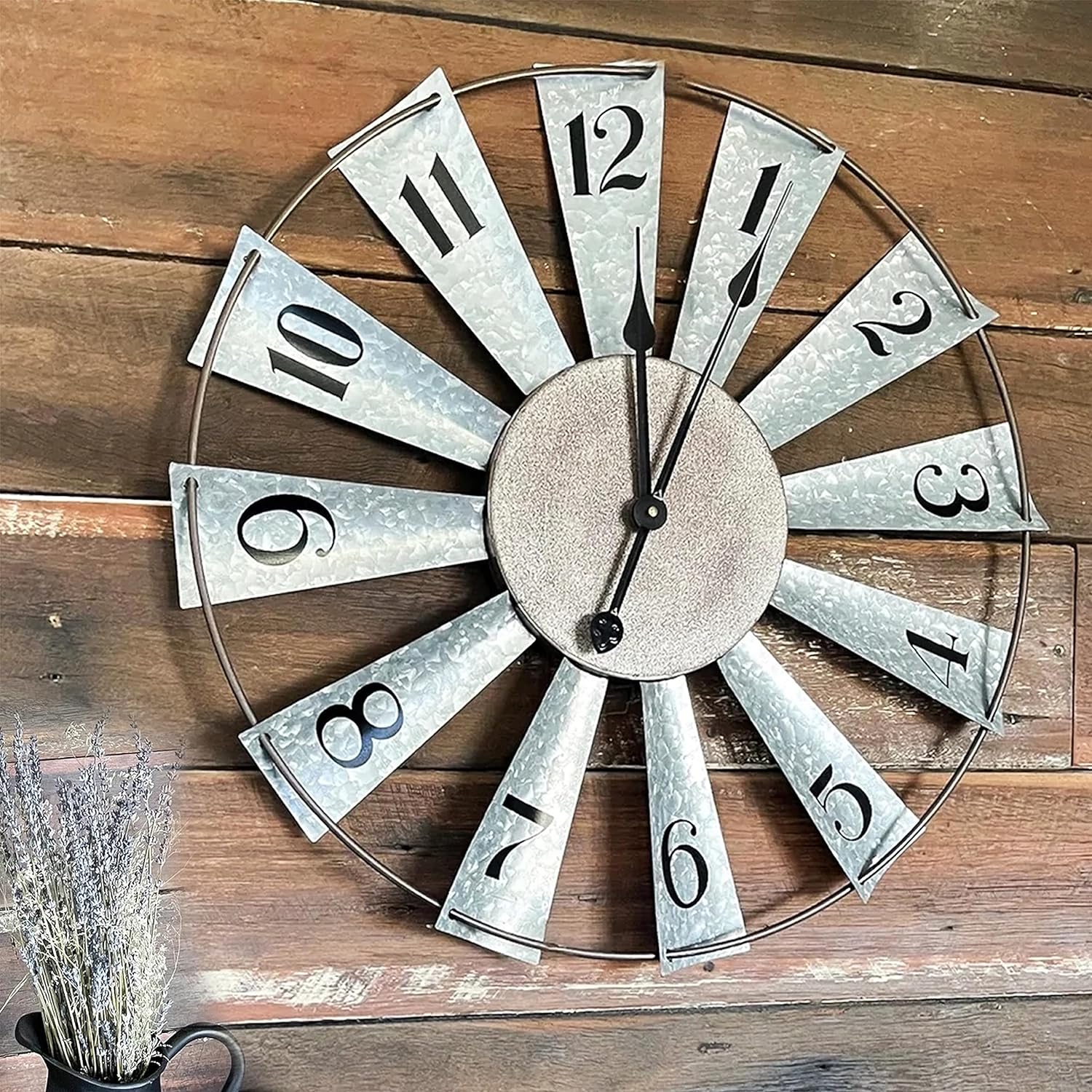 Large Metal Windmill Wall Clock