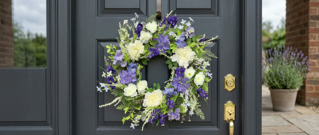purple flower door wreaths