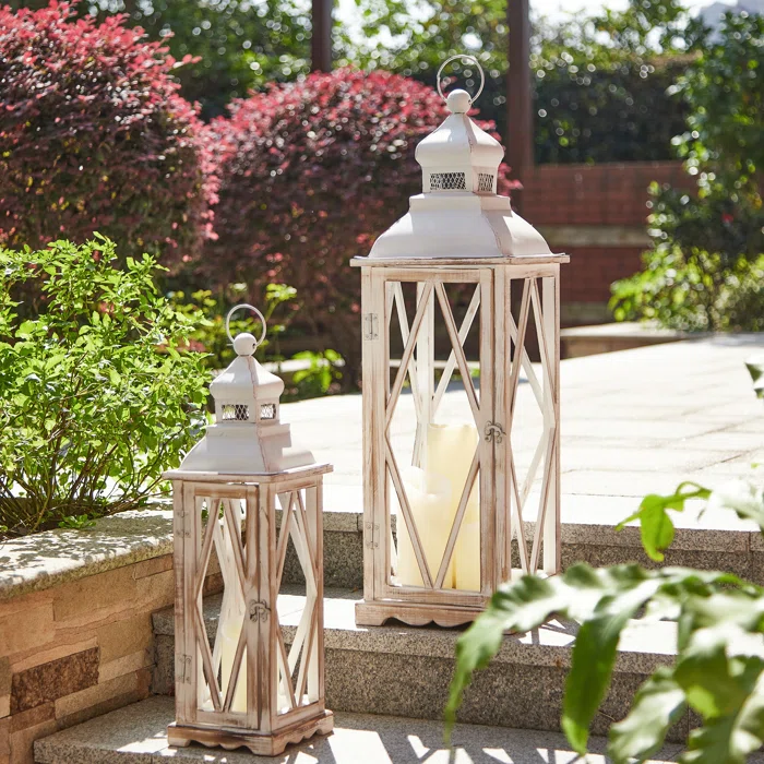 rustic wooden candle lanterns