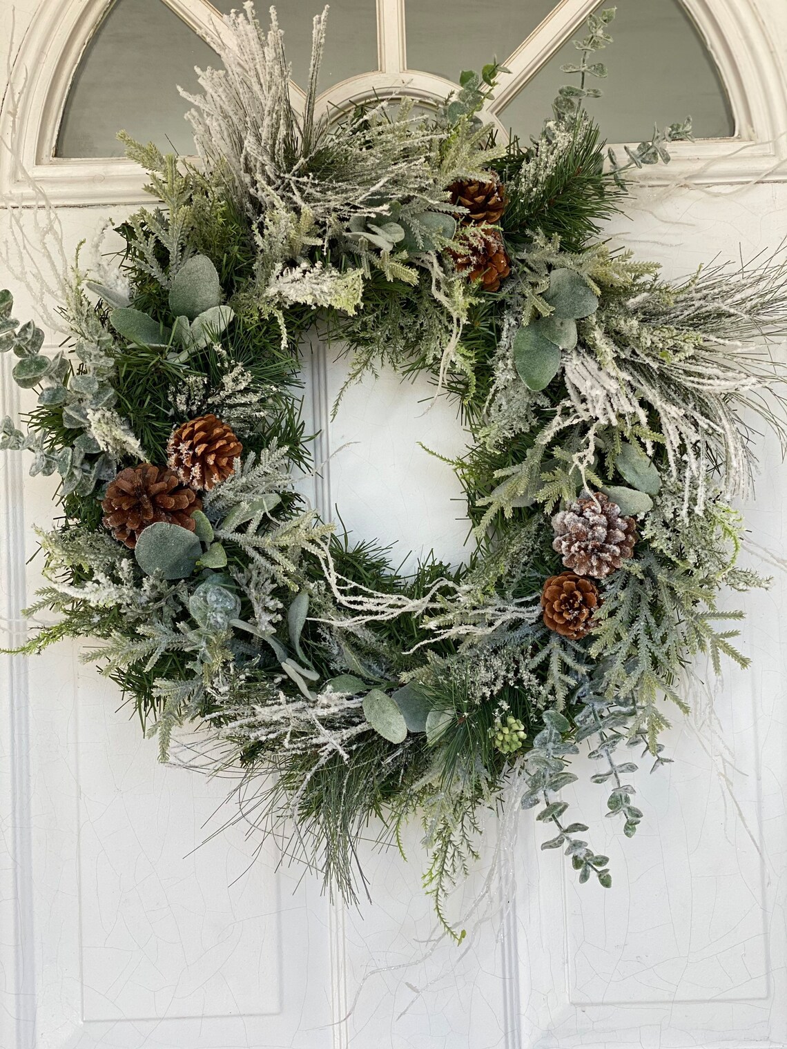 Flocked Artificial Christmas Wreaths For The Front Door