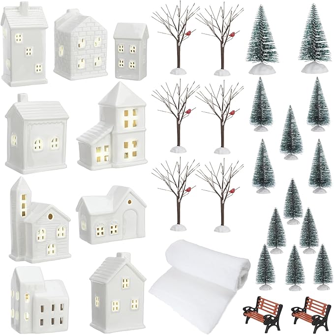 Christmas Decorating Ideas With White Ceramic Houses