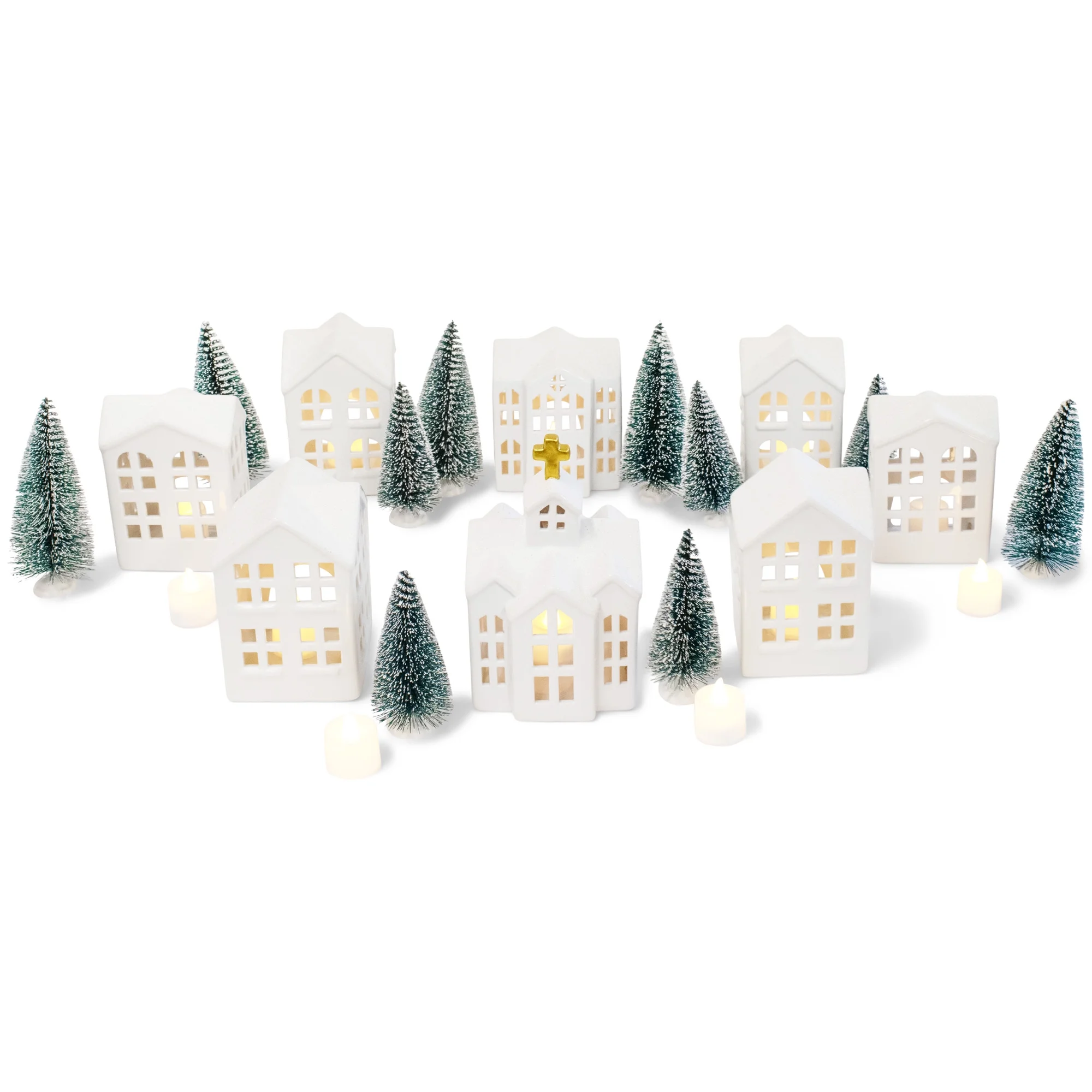 Christmas Decorating Ideas With White Ceramic Houses