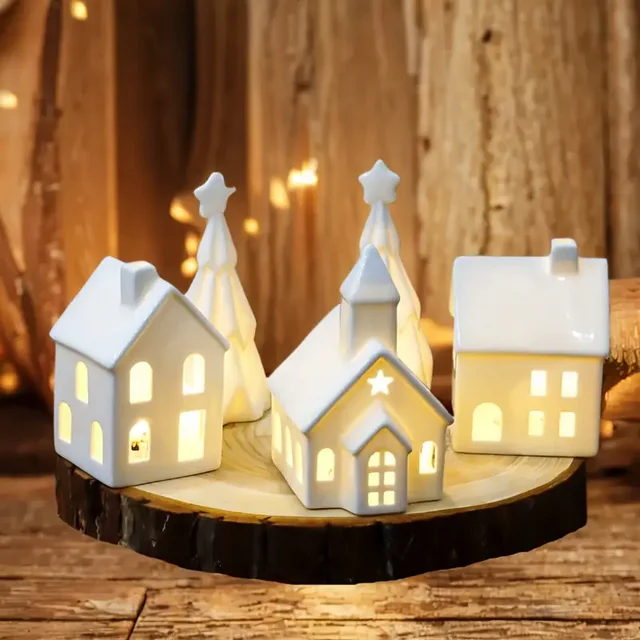 Christmas Decorating Ideas With White Ceramic Houses