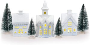 christmas decorating ideas with white ceramic houses