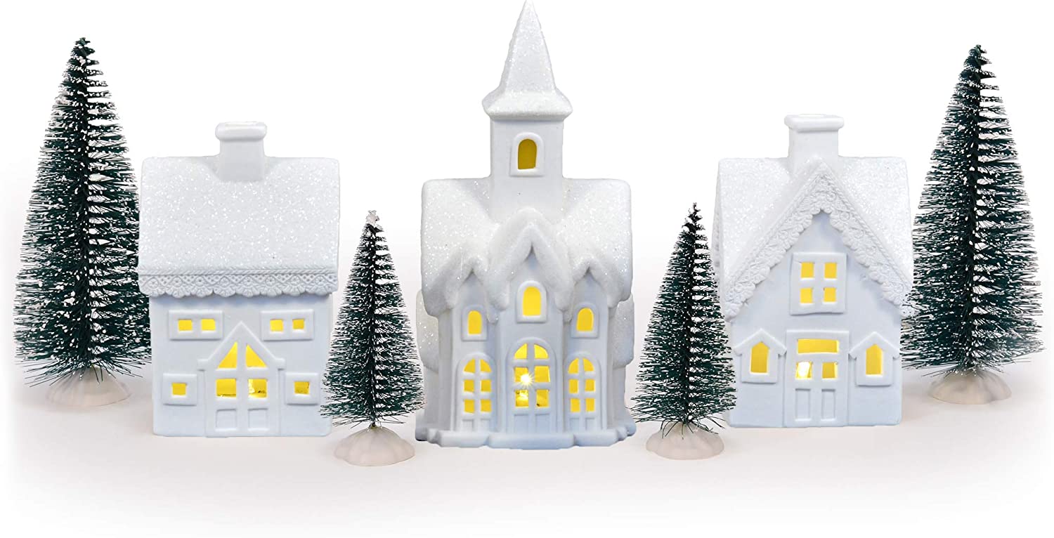 christmas decorating ideas with white ceramic houses