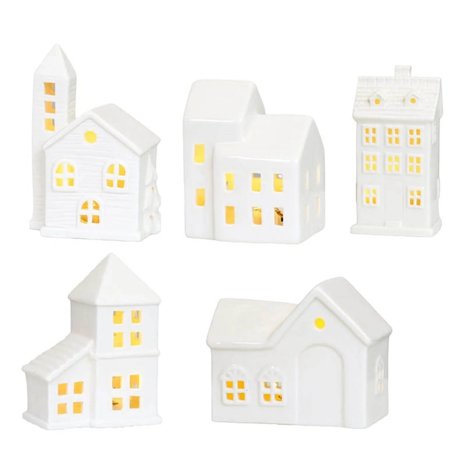 Christmas decorating ideas with white ceramic houses