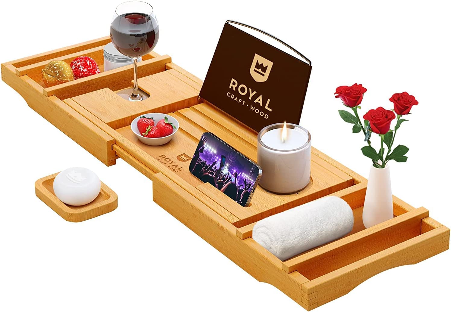 wooden bathtub caddy tray