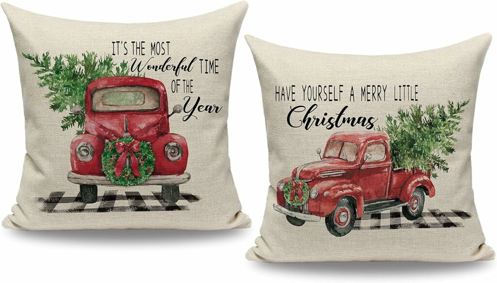 farmhouse Christmas throw pillow covers
