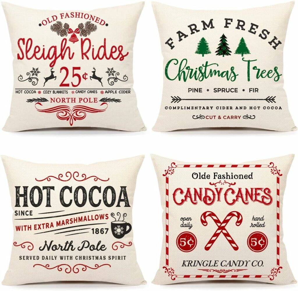farmhouse christmas throw pillow covers