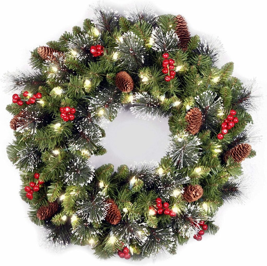 outdoor lighted artificial christmas wreaths for the front door