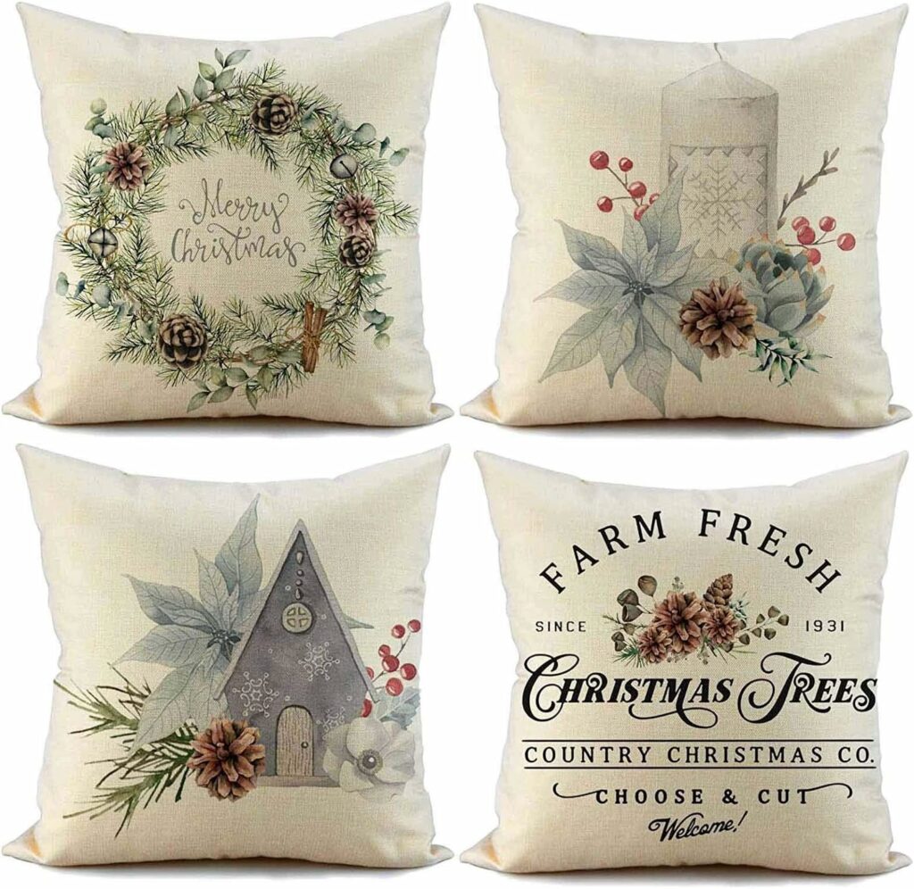 farmhouse christmas throw pillow covers