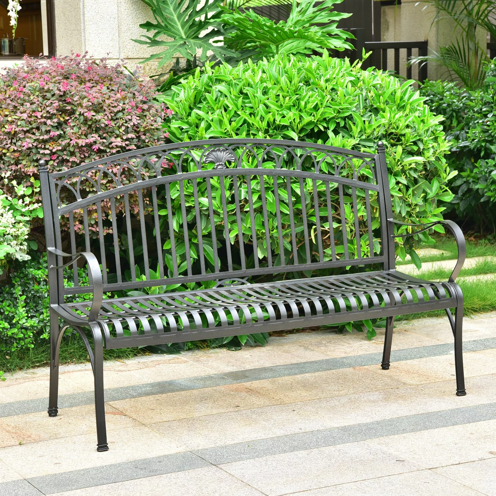 Wrought Iron Outdoor Garden Bench