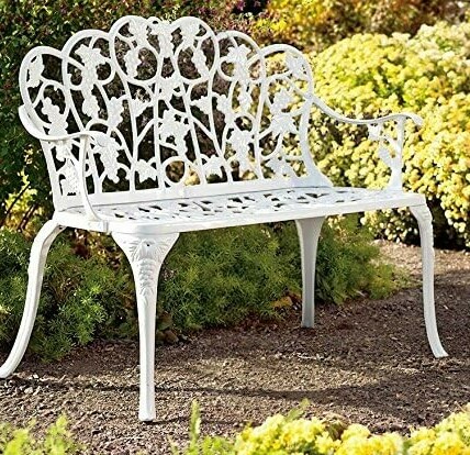 White Cast Aluminum Garden Bench