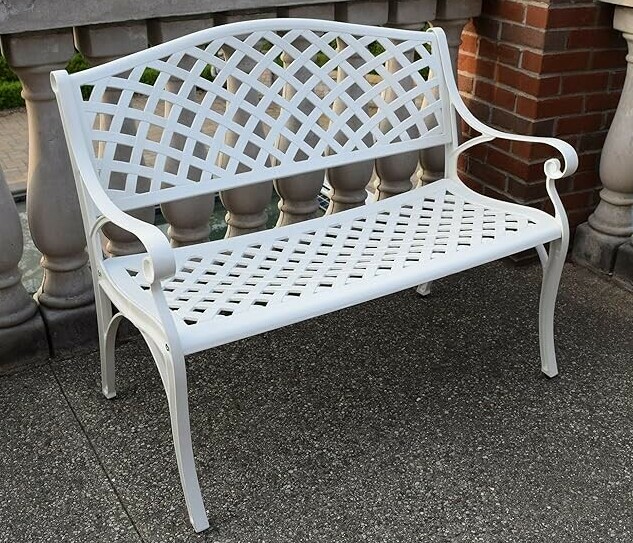 White Cast Aluminum Garden Bench