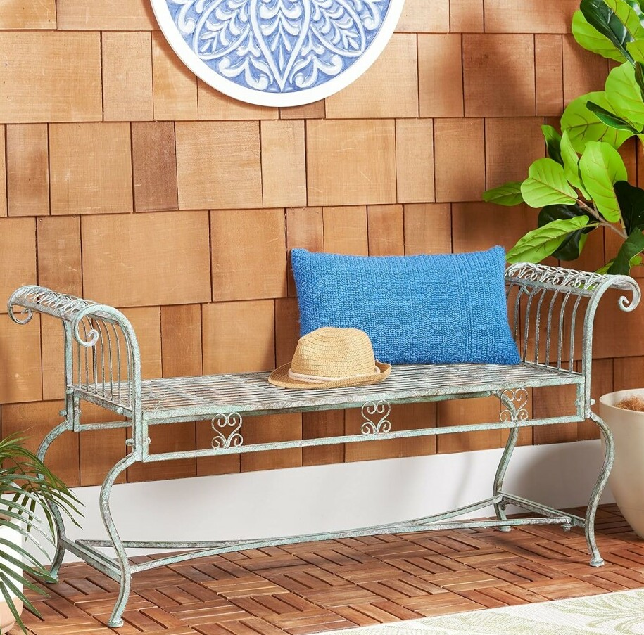 Wrought Iron Outdoor Garden Bench