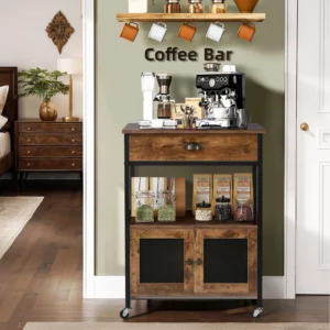 coffee bar cart on wheels