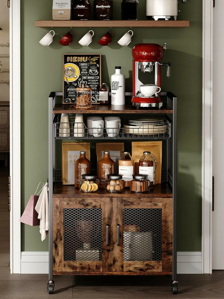 coffee bar cart on wheels