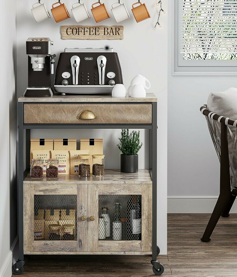 Coffee Bar Cart On Wheels