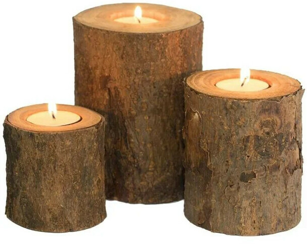 Rustic Wooden Candle Holders