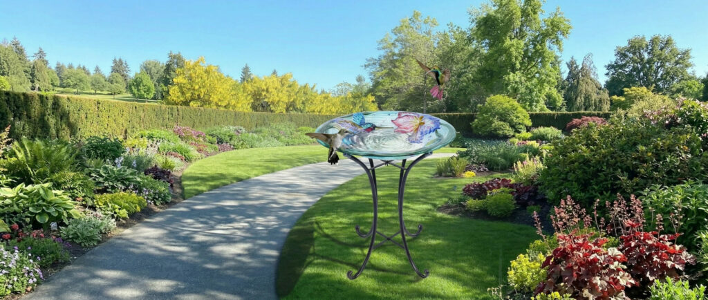 solar glass birth bath with stand